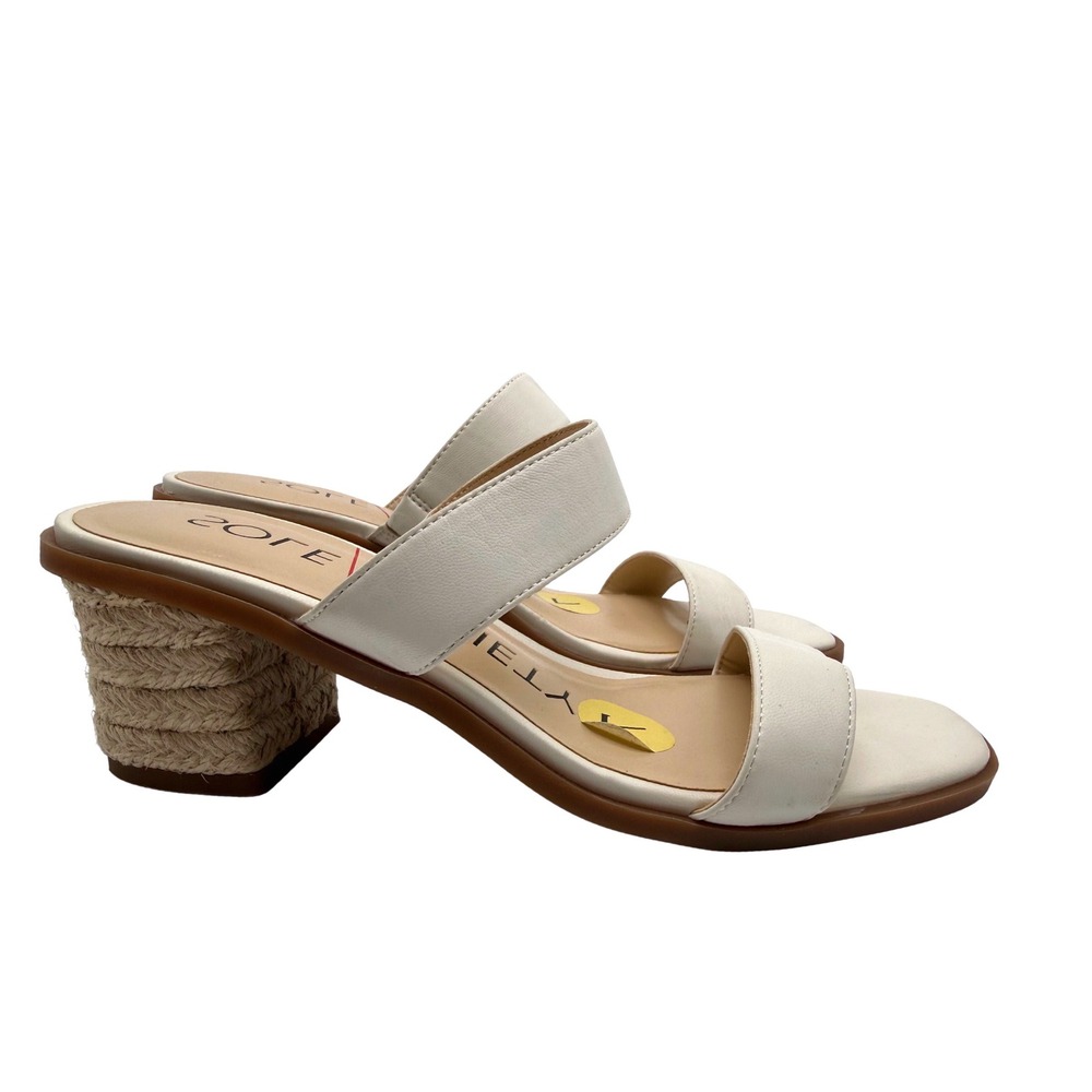 Sole Society Block Heel Sandals Womens 7 White Excellent Espadrille Slide Mules